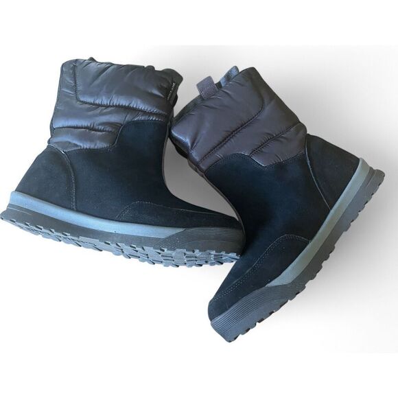 Lands’ End Women 9 Black Suede Winter Boots Quilted Pullon Lined Excellent Cond. - Picture 8 of 8